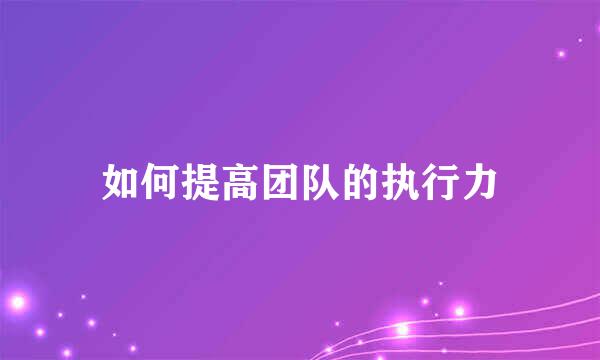如何提高团队的执行力