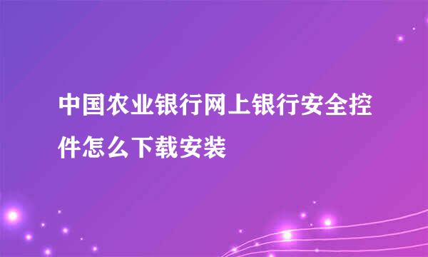 中国农业银行网上银行安全控件怎么下载安装