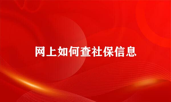 网上如何查社保信息