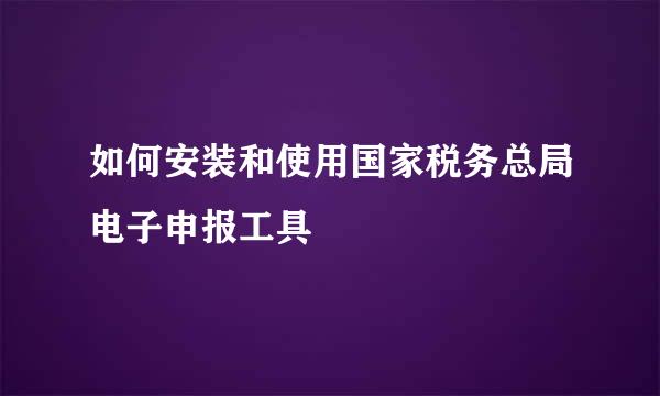 如何安装和使用国家税务总局电子申报工具