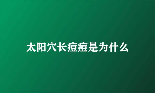 太阳穴长痘痘是为什么