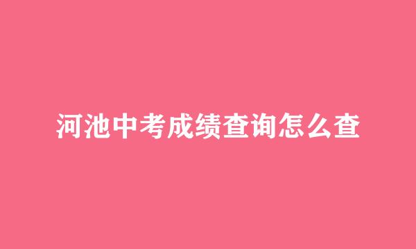 河池中考成绩查询怎么查