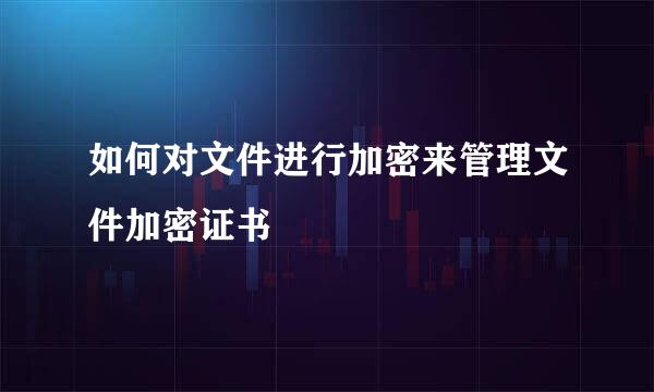 如何对文件进行加密来管理文件加密证书