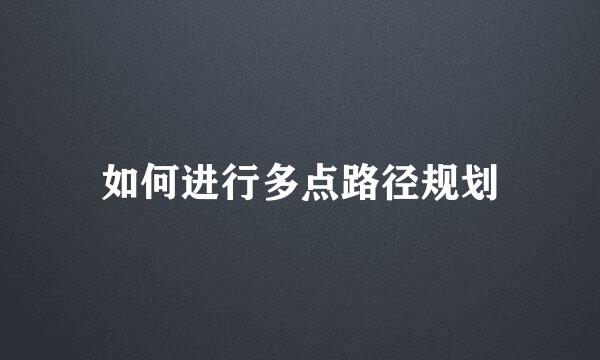 如何进行多点路径规划