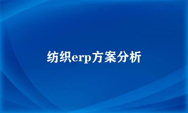 纺织erp方案分析