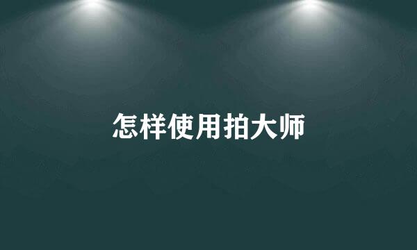 怎样使用拍大师